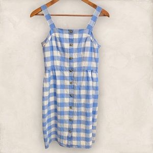 J Crew size 0 linen blend gingham button dress